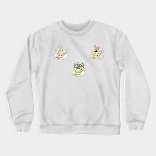 Spring Cottagecore Flower Tea Cups - cottagecore aesthetic Crewneck Sweatshirt